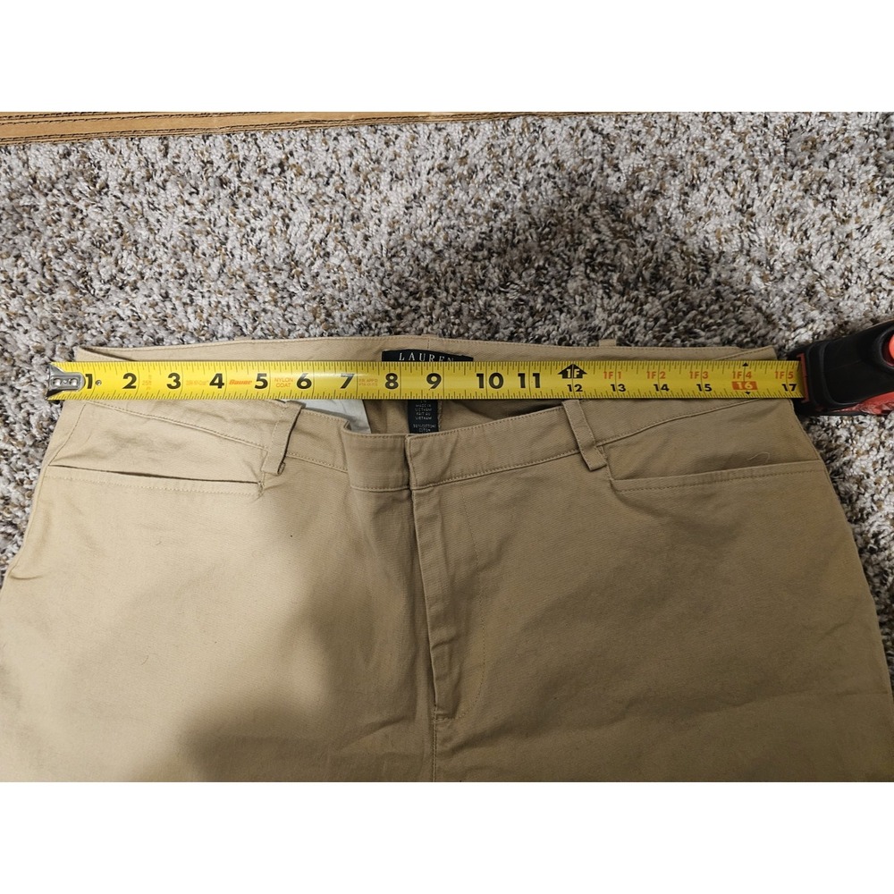 Polo Ralph Lauren Womens Sz 14 Pants Khakis Straight Leg Tan Unique Zip Detail - Picture 7 of 11